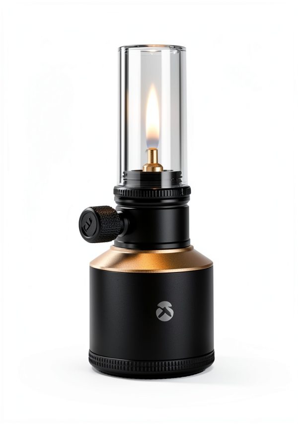 Camping Moon Gas Lantern Refillable Canister Black Wood Case-4