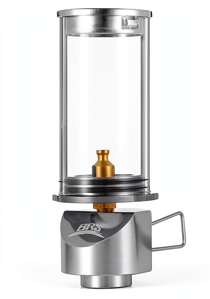 BRS gas lamp illuminating a campsite at night