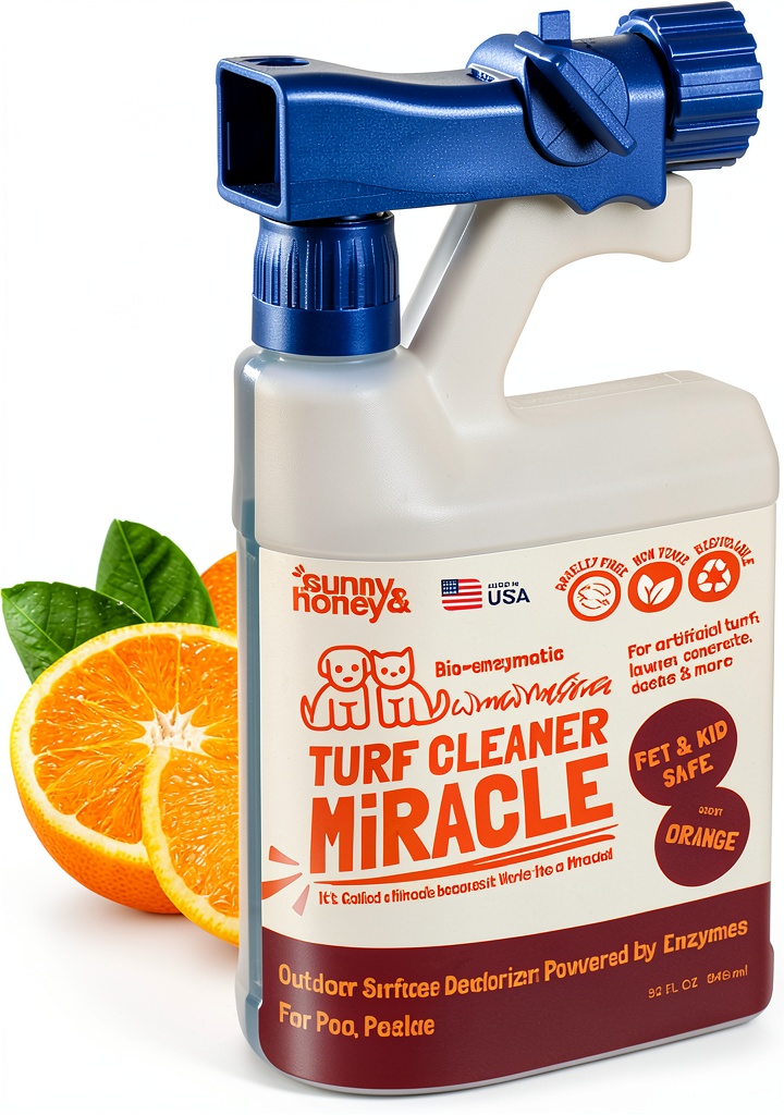 Applying Sunny & Honey Turf Cleaner on a backyard patio